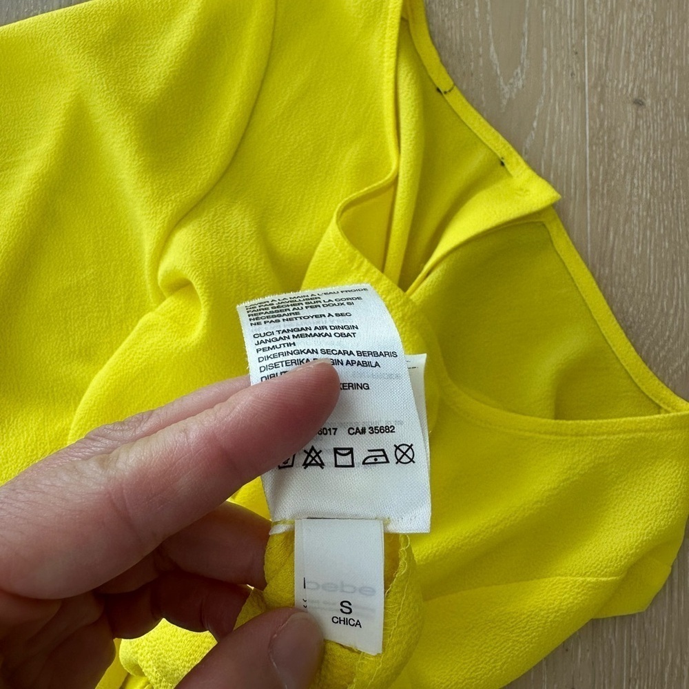 bebe Yellow Button-Back Blouse - Picture 6 of 6